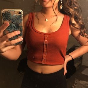 burnt orange cropped tank top